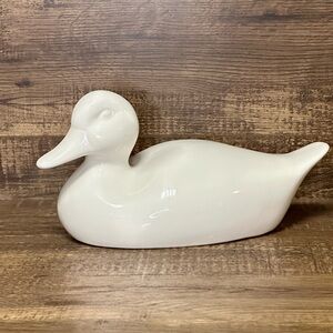 Elegant White Ceramic Duck Figurine